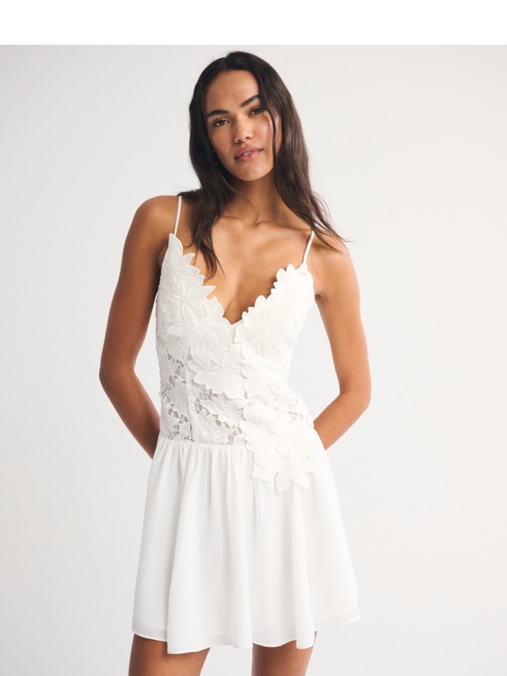 Bra-Free Floral Lace Mini Dress